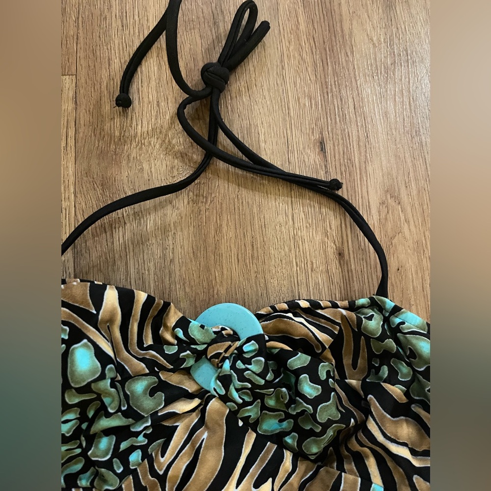 Carol Wior One Piece Swimsuit Animal Print Tie Halter Leopard. - Picture 3 of 7